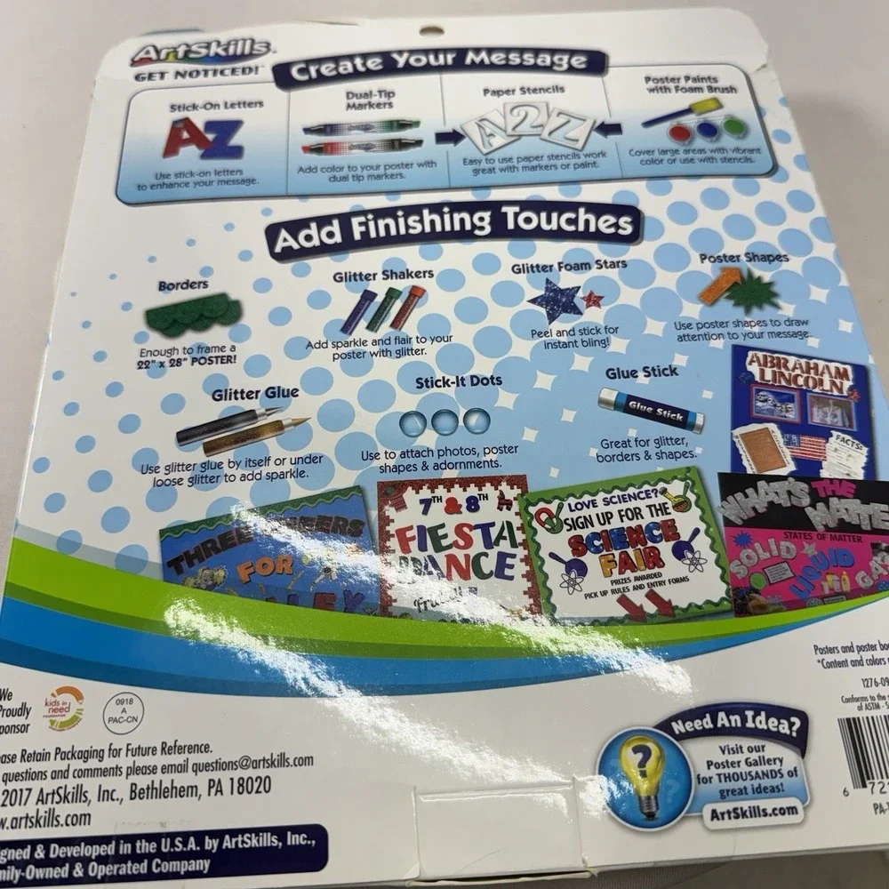 ArtSkills Poster Making‎ Kit 274 Pieces NEW IN BOX Letters Stencils Stars Paint